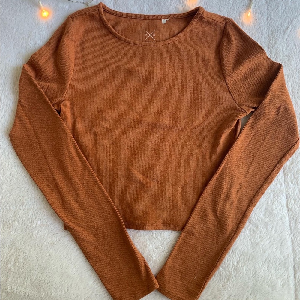 Burnt Orange cropped long sleeve shirt